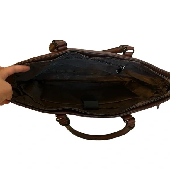 Laptop Tote Bag Brown Business Bag - Picture 9 of 10